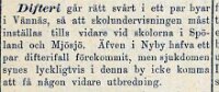 1900 Oktober Difteri Mjösjö 1900 Epedemi