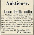 1901 Velociped säljes hos Urmakare Hällman