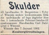 1902 Handl David Bergström konkurs Liljestrand köper huset
